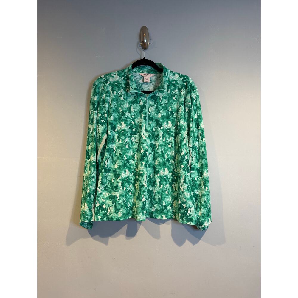 Tommy Bahama Active Green Floral Quarter-Zip Pullover – Size XL